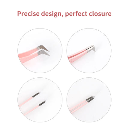 Gemerry Eylashes Tweezers Professional Eyelash Extensions Eyebrows Stainless Steel Fiber Tips Anti-Static Tweezers Tools Makeup