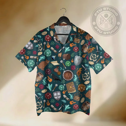 Summer's Latest Fashion: 3D Printed Cartoon Elements. Casual Style Men's Collar-neck Button-down Short-sleeved Shirt - Cool