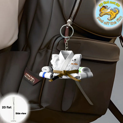 2D Judo Suit Keychain Jiu-Jitsu Themed Pendant Flat Acrylic Ornament Charms Karate Hanging Decoration for Bag Party Festive Gift