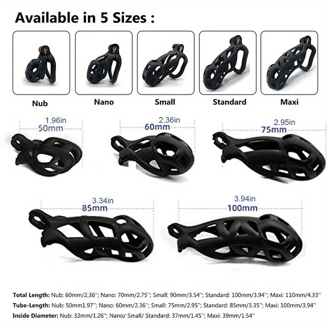 New Color Male Penis Lock Chastity Cage with Lock and 4 Rings Resin Virginity for Men Couple Breathable Cock Ring Penis Restrain