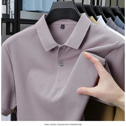 Men's 100% Cotton Polo Shirt - Summer Casual Breathable Tee, 19 Colors, Ideal for Golf and Sports, Business Casual, Silk-Like Finish