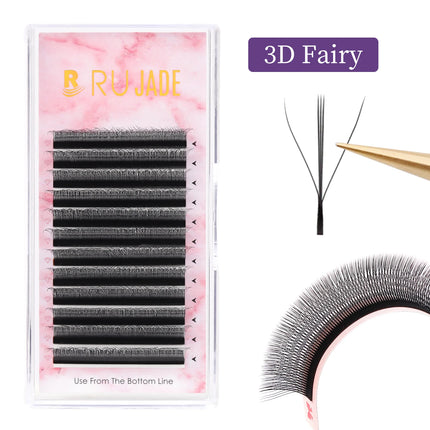 RUJADE 3D 4D 5D Premade Fans Eyelash Extension Y W Shape Fairy Spike Soft Automatic Blooming Faux Individual Clover Lash