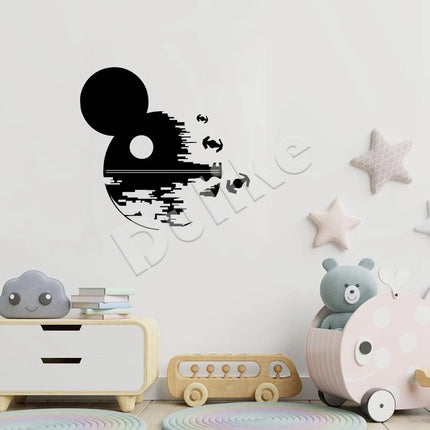 Space Sci-fi Vinyl Car Sticker Mickey Death Star Silhouette Laptop Decals SciFi Fantasy Wall Stickers Boys Room Decor Mural Art