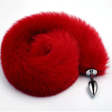 78cm Red Long Fox Tail Anal Plug Metal Butt Plug Prostate Massager Erotic Cosplay Accessories Adult Novelty Sex Toys For Couples