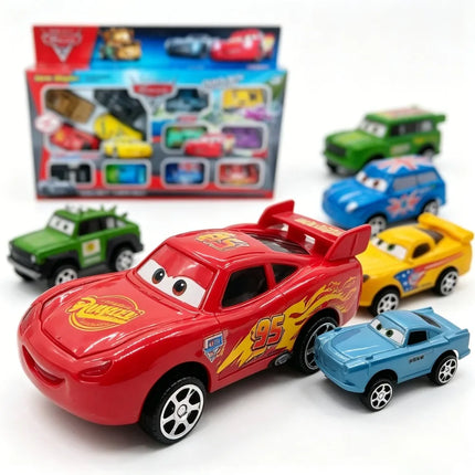 12pcs/Set Pixar Cars Lightning Mcqueen Jackson Storm Mater Pvc Model Back-Force Car Toy For Kids Birthday Gift Set @