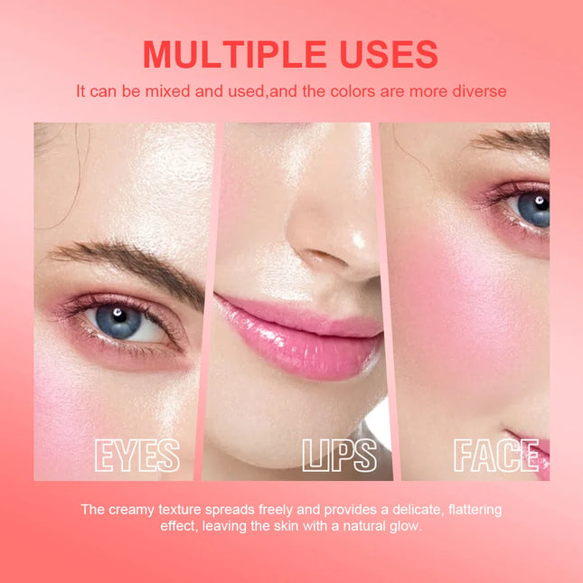 Lakerain Hydrating Glow Blush Waterproof Non-sticky Natural Saturated Blush Stick Long-lasting Moisture Brightening Jelly Blush
