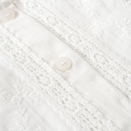 Solid Shirt Women Spring Ruffles Embroidery Lace Decoration Japan Style Long Sleeve Sweet Lovely Loose All-match Single Breasted