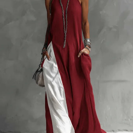 2026 New Women’s Clothing: Sleeveless, Loose-Fitting, Color-Blocked, Casual, Off-The-Shoulder Dress.