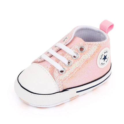 2024 Newborn Sequined Canvas Baby Sneakers Casual Baby Boys Girls Toddler Multi-Color Soft Sole Non-slip Walking Shoes