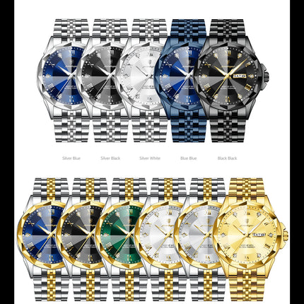 POEDAGAR Fashion Luxury Men Watch Top Original Waterproof Luminous Date Week Man Wristwatch Stainless Steel Quartz Men's Watches
