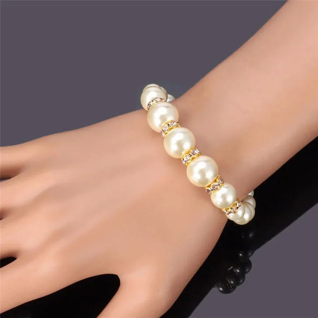 3 In1 Set Elegant Simulated Pearl Necklace Earrings Bracelet Long Necklace Women Bridal Wedding Jewelry Gift Beautiful Jewelries