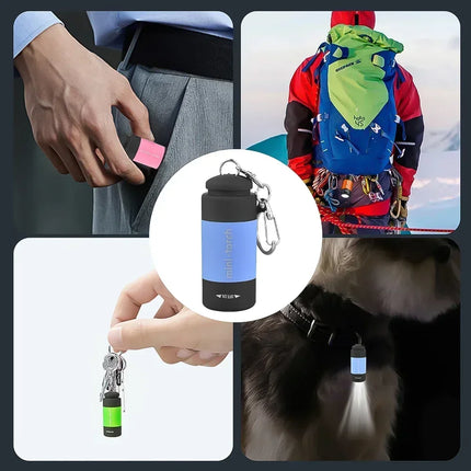 USB Rechargeable LED Multifunctional Strong light Pocket Keychain Flashlight Waterproof Outdoor Hiking Camping Mini Flashlight