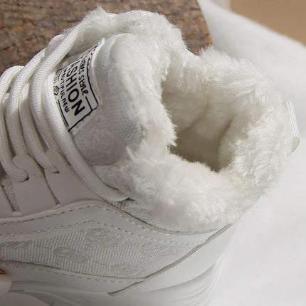 Plus Size 45 Fashion Winter Sneakers for Women Plush Warm White Platform Sports Shoes Woman High Top Thick Sole Vulcanized Shoes