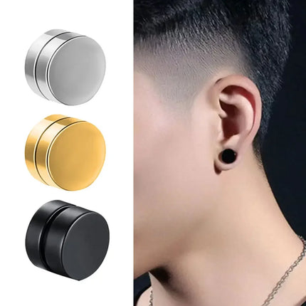 6mm/8mm/10mm/12mm Round Circle Non Piercing Strong Magnet Magnetic Mens Ear Clip Non Piercing Earrings Fake Earrings Jewelry