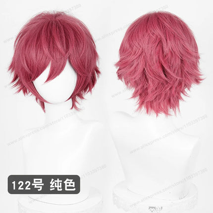 Anime Upgraded 32cm Short Flipped Ends Cosplay Wig Green Blue Purple Pink Man Women Heat Resistant Synthetic Hair