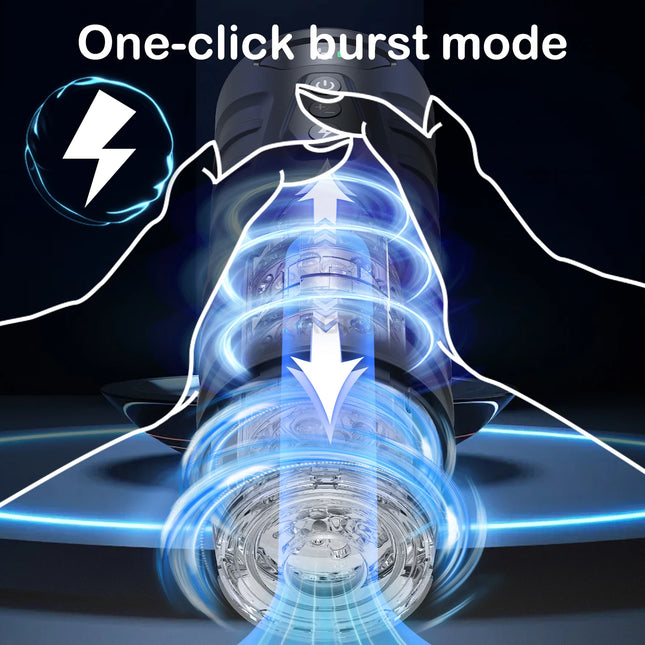 Male Masturbator Sex Toys for Men Male Sex Toy with 7 Thrusting 7 Rotating Pocket Pussy Hands Free Sex Machine LCD Display 18+