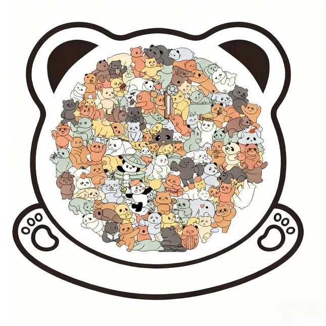 135pcs Cute Dog and Bear Shape Wooden Puzzle Irregular Animal Stress-Relief Game Jigsaw Home Decor Puzzle Gifts For Pet lovers