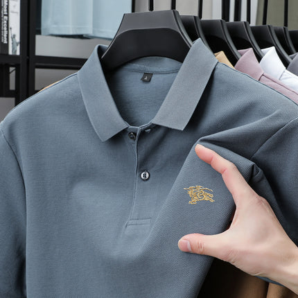 100% high-quality pure cotton men's summer polo shirt. Popular business commuting style, breathable, cozy, exquisite, luxurious, embroidered.