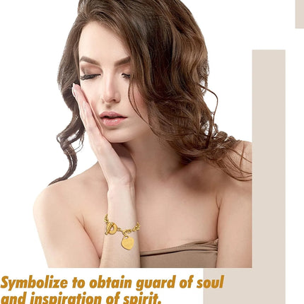 Love Pendant Link Chain OT Clasp Birthday Heart Jewelry Gift Bracelet for Women Bible Verse Bracelet Silver Gold Bracelet