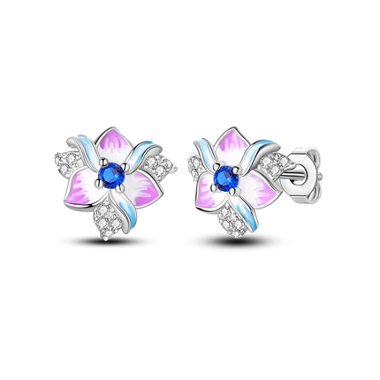 925 Sterling Silver Purple Series Feather Butterfly Dream Catcher Firefly Zircon Earrings for Women Luxury Jewelry Wedding Gift