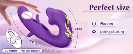 3 in 1 Tongue Licking Finger Flapping G Spot Dildo Vibrator Sex Toys for Women Clitoral Stimulation Massager Adults Masturbator
