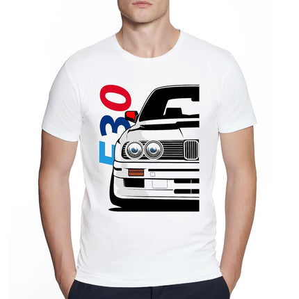 Vintage Cool Automotive Love E30 E32 Car Classic Print T-Shirt men Boy Casual BW Harajuku Hip Hop streetwear Old-school tops