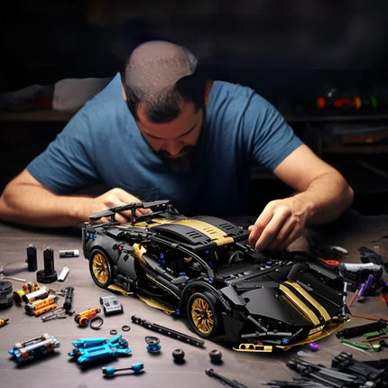 Technical Racing Sport Car Model Building Blocks technic adults 1:14 DIY Supercar Brick Puzzle Toys Kid Adult Gift（1280+granule）