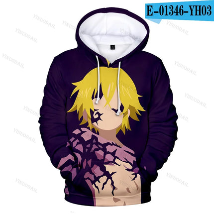 Meliodas The Seven Deadly Sins Hoodie Sweatshirt Anime Figures Kids Cosplay Costumes Sudaderas Para Hombres Boys Christmas Gifts