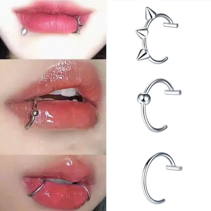 1Pc Stainless Steel Fake C Clip Lip Ring labret piercing  Earring Fake Nose Piercing Women Body Jewelry Non-Pierced