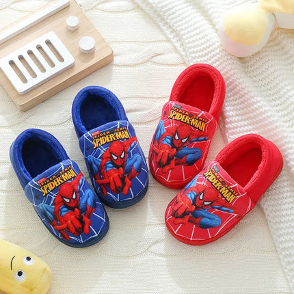 Cartoon Printed Spider-man Cotton Slippers For Children's Shoes Fashion New Style Warmth Autumn Winter Indoor Kids Boys Slippe