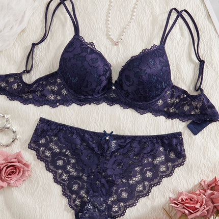 6-Piece Set Women's Underwear Set Sexy Patterned Lace Patchwork No Lining Comfortable Fitting Women's Push-Up Bra Sexy Lingerie
