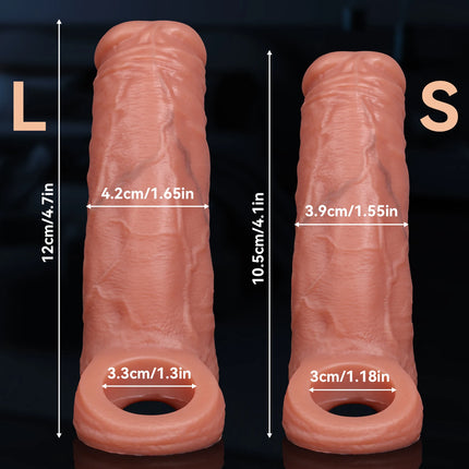 Realistic Squirting Penis Sleeve with Soft Cock Ring Reusable Dildo Enlargement Comdom Ejaculation Water Spray Sex Toys for Men