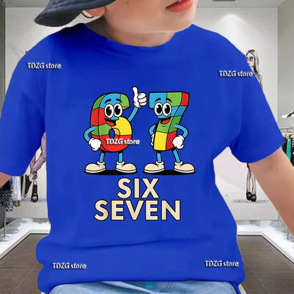 Summer Funny Six Seven 67 Digit Print Children's T-Shirt Casual Cotton Boys Short Sleeve Fashion Comfortable Kids Sport Clothes