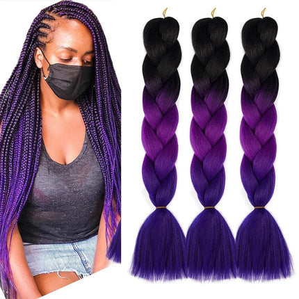 Jumbo Braiding Hair Ombre Colors Mix Braiding Hair Kanekalon Synthetic Hair 3pcs Rainbow Colors Extensions Music Festival