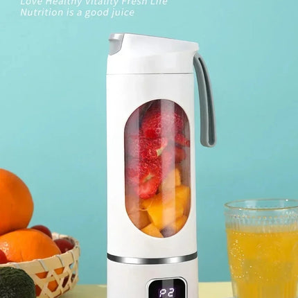 Portable Cordless USB Rechargeable Electric Juicer Cup Blender with Digital Display for Fruit Milkshake Making Home Outdoor Use