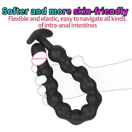 Extra-long Anal Dildo Butt Plug Prostate Massager Adult Gay Anal Beads deeper Stimulation G-spot Clitoral Sex Toys for Men Women