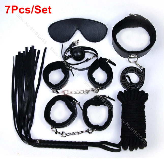7/10Pcs Sex Toys For Women Cotton Rope Handcuffs Collar String Mouth Gags Whip Suit Offbeat Bondage Toys Adult Games Sex Shop
