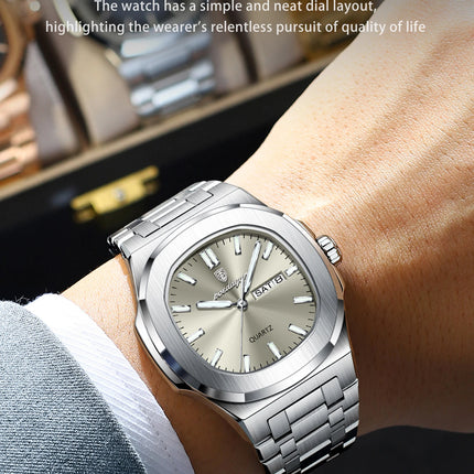 POEDAGAR Exquisite Fashion Men's Watches Waterproof Luminous Date Week Men Watch Stainless Steel Quartz Casual Classic Man Watch