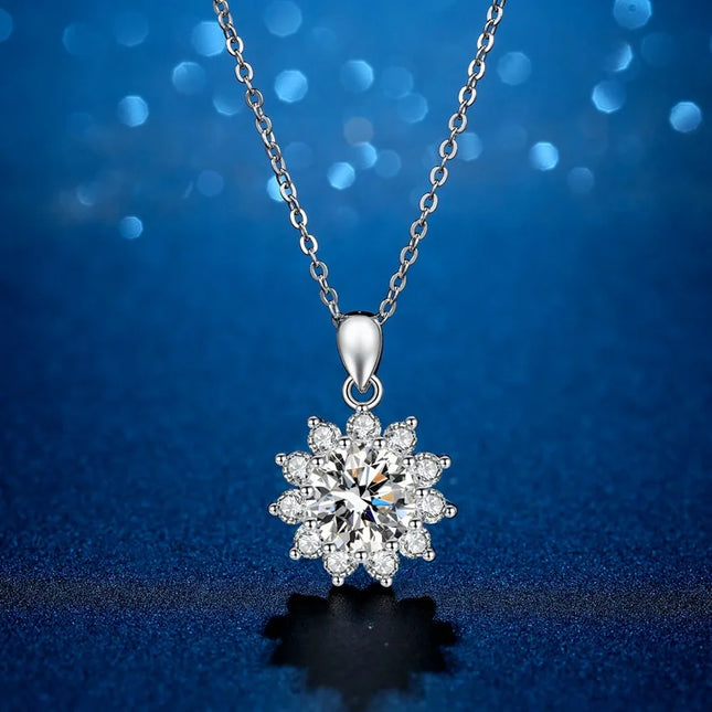 Sunflower Necklace Pendant 2CT Moissanite Women's PT950 Platinum - Close-fitting design, positive meaning, for wearing & gifting