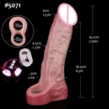 FAAK 10 Mode Remote Control Vibrator Realistic Penis Sleeve Male Sex Toys for Men Penis Enlarger Thicken Dildo Cock Ring