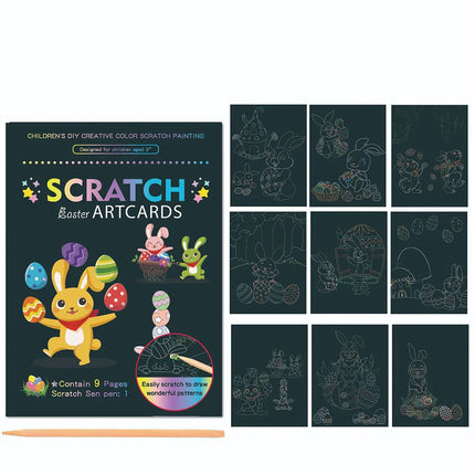 Children Scratch Painting Set Magic Rainbow Colors Scratch Art Painting Card Books Early Education Template Drawing Toys For Kid