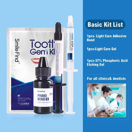 Tooth Gem Kit Glue Professional DIY Teeth Diamond Crystal Jewelry Etching Gel Light Cure Orthodontics Adhesive Bonding Materials