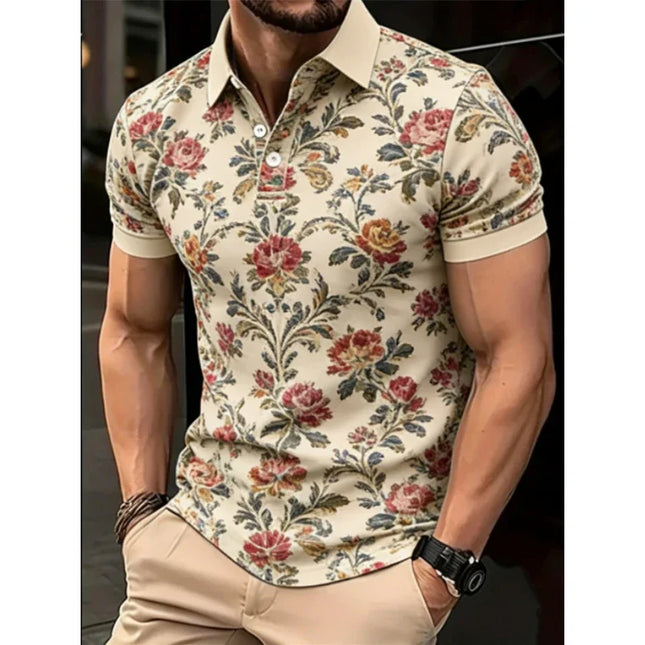 Men's Short Sleeve Summer Polo Shirt with Pockets Black Striped Men's Top Fashion Design Digital Printing Casual Comfortable