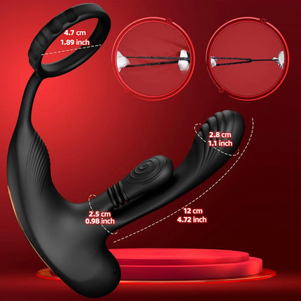 Anal Vibrator Prostate Massager with Cock Ring Buttplug Stimulator with 10 Kneading & 10 Vibrating Modes Sex Toys for Men Gay