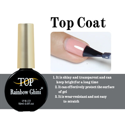 Rainbow Ghini 37Color Base Coat TPO/HEMA Free 15ml Fine Glitter Gel Polish For Manicure Nails Semipermanent Art Nail Supplies