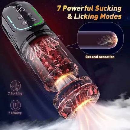 Male Automatic Masturbator Cup Penis Pump 7 Thrusting Rotating Vibrating Sucking Licking Modes Pussy Blowjob Sex Toys For Men