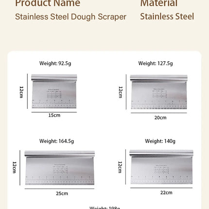 Stainless Steel Cake Scraper & Dough Cutter with Measuring Scale, DIY Dough Pastry Spatulas, Bread Baking Accessories