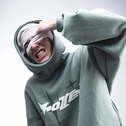 Retro Gothic Men Hoodie New American High Street TrendY2k Harajuku Men Loose and Casual Sweatshirt