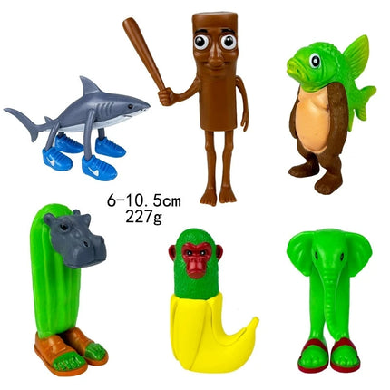 Tungtungtung Shanhaijing Wooden Stick Man Shark Model Funny Doll Action Figures Decorations PVC Toys Collectible Kid Boy Gifts