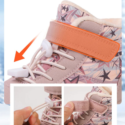 Waterproof Kids Barefoot Snow Boots 2025 New Wide Toe Winter Warm Fur Lined Shoes for Boys Girls Cold Weather Outdoor Sneakers